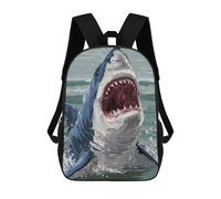 Sinyumoney Magical Whales In The Sky Mochila Niño, Mochila Impresa 3D Para Niños Y Adolescentes, White Shark Attack Paintin, 17"