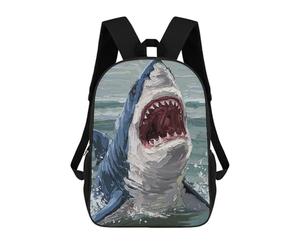 Sinyumoney Magical Whales In The Sky Mochila Niño, Mochila Impresa 3D Para Niños Y Adolescentes, White Shark Attack Paintin, 17"