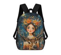 sinyumoney Magical Winter Fantasy with Deer Mochila Escolar Infantil Impresa En 3D 17inch Mochilas De Moda Para Niños De Primaria Y Secundaria