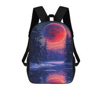 sinyumoney Magical Winter Forest with Giant Red Moon Mochila Escolar Infantil Impresa En 3D Para Niños, Mochila De Viaje De Alta Capacidad, Mochilas Para Libros De 17 Pulgadas Para Niños