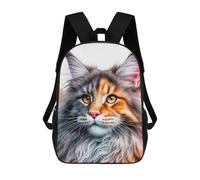 sinyumoney Maine Coon Cat Portrait Mochila Escolar Infantil De 17 Pulgadas, Impresa En 3D, Estilo Casual, Para Niños, Ideal Para Viajes, Como Mochila Escolar O Para Llevar Libros.