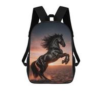 sinyumoney Majestic Black Horse Rearing at Sunset Mochila Impermeable Para Ordenador Portátil Para Acampada, Aventuras Al Aire Libre Y Viajes Diarios 17inch
