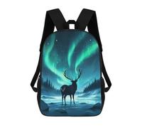sinyumoney Majestic Deer Aurora Mochila Escolar Grande, Ligera E Informal: Perfecta Para Viajes, Trabajo Y Uso Diario 17inch