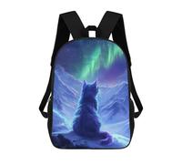 sinyumoney Majestic Deer Aurora Mochilas Para Niños, Mochila Escolar, Mochila Impresa 3D Para Niños Mochila De Viaje, Bolsa De Libros, Bolsa De Escuela Para Niños, Northern Lights Cat Aurora, 17"