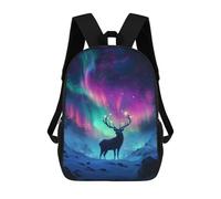 sinyumoney Majestic Deer Aurora Mochilas Para Niños, Mochila Escolar, Mochila Impresa 3D Para Niños Mochila De Viaje, Bolsa De Libros, Bolsa De Escuela Para Niños, Magical Aurora Deer Nature, 17"
