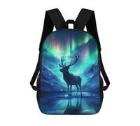 sinyumoney Majestic Deer Aurora Mochilas Para Niños, Mochila Escolar, Mochila Impresa 3D Para Niños Mochila De Viaje, Bolsa De Libros, Bolsa De Escuela Para Niños, Ciervos Majesticos, 17"