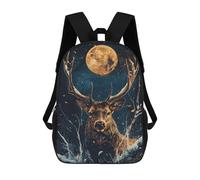 sinyumoney Majestic Deer Under Full Moon Mochila Escolar Para Institutos Y Colegios Informales Para El Campus, Actividades Al Aire Libre, Viajes Y Deportes 17inch