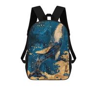 sinyumoney Majestic Gold Whale Mochila Escolar Mochilas Escolares Para Niñas Y Niños Mochila Con Bolsillo Mochila Escolar De Moda Para Niños 17inch