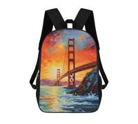 sinyumoney Majestic Golden Gate Mochila Escolar Para Niños De 17 Pulgadas, Mochila Informal De Viaje Para Niños Y Niñas, Mochila De Gran Capacidad Para El Día A Día 17inch