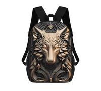 sinyumoney Majestic Golden King Wolf Mochila Escolar Para Secundaria, Mochila Informal Para Niñas Y Adolescentes 17inch