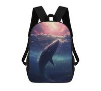 sinyumoney Majestic Leviathan Mochilas para niños, mochila escolar, mochila impresa en 3D para niños, mochila de viaje, bolsa de libros para niños, Whale In Milky Way Sea, 17"