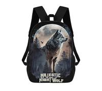 sinyumoney Majestic Night Wolf Mochila Escolar Mochilas Escolares Para Niñas Y Niños Mochila Con Bolsillo Mochila Escolar De Moda Para Niños 17inch