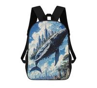 sinyumoney Majestic Sky Whale Carrying A Floating City Above A Coastal Metropolis Mochila Escolar Grande Resistente Al Agua Para Portátil Para Adolescentes, Niñas, Niños, Mujeres Y Hombres 17inch