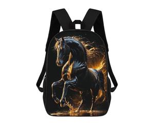 sinyumoney Majestic Star Black Horse with Golden Light Mochila Escolar, Bolso De Negocios, Bolso Para Portátil Resistente Para Niños/niñas/adolescentes 17inch