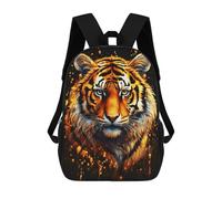 sinyumoney Majestic Tiger Portrait with Golden Splatters Mochila Escolar Infantil Impresa En 3D Para Niños, Mochilas De Viaje, Bolsas Para Libros, Mochila Escolar Infantil 17inch