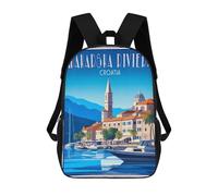 sinyumoney Makarska Riviera Croatia Vintage Poster Mochila Escolar Infantil De 17 Pulgadas Con Estampado 3D De Películas De Anime Para Niños, Mochila De Viaje, Mochila Escolar Infantil