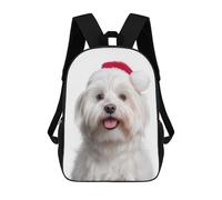 sinyumoney Maltese Dog with Santa Hat Portrait Mochilas Infantiles Mochila Escolar Mochila Impresa En 3D Para Niños Mochilas De Viaje Bolsas Para Libros Mochila Escolar Para Niños 17inch