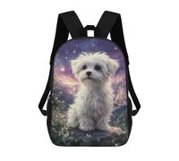 sinyumoney Maltese Puppy in Fantasy Landscape Mochila Ligera Informal Para El Día A Día, Mochila Escolar Para Adolescentes, Chicas, Chicos, Mujeres Y Hombres 17inch