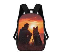 sinyumoney Man And Dogs Friendship Mochila Escolar Secundaria Informal Para Viajes - Perfecta Para Viajes, Trabajo Y Uso Diario 17inch
