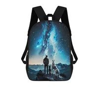 sinyumoney Man And Dogs Stargazing Mochila Escolar Infantil, Mochilas Impresas En 3D, Mochilas Escolares De Moda Para Niños De Primaria Y Secundaria 17inch