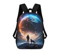 sinyumoney Man And His Dog Journey Mochila Escolar Infantil Impresa En 3D 17inch Mochilas Escolares Para Niños, Estilo Casual Y Moderno, Mochilas De Viaje De Alta Capacidad