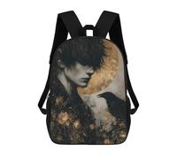 sinyumoney Man And Raven in Golden Moonlight Mochila Escolar Infantil Impresa En 3D Para Niños, Mochilas De Viaje De Alta Capacidad, Bolsas Para Libros, Mochila Escolar Infantil 17inch