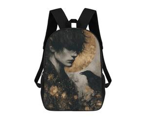 sinyumoney Man And Raven in Golden Moonlight Mochila Escolar Infantil Impresa En 3D Para Niños, Mochilas De Viaje De Alta Capacidad, Bolsas Para Libros, Mochila Escolar Infantil 17inch