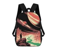 sinyumoney Man on Alien Planet with Planets Mochila Infantil, Mochila Escolar De Gran Capacidad Para Estudiantes, Mochila Para Libros, Mochila Para Niños, Niñas, Adultos Y Adolescentes 17inch