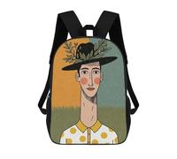 sinyumoney Man with Hat And Polka Dots Mochila Escolar Mochilas Escolares Para Niñas Y Niños Mochila Con Bolsillo Mochila Escolar De Moda Mochila Infantil 17inch
