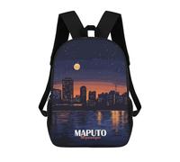 sinyumoney Maputo, Mozambique Cityscape at Night Mochila Escolar Infantil Impresa En 3D, Mochila Informal De Moda Para Niños, Mochila De Viaje De Alta Capacidad Para Libros Para Niños 17inch