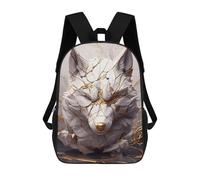sinyumoney Marble Wolf Head with Gold Accents Mochila Escolar Infantil De 17 Pulgadas Con Estampado 3D De Películas De Anime Para Niños, Mochila De Viaje, Mochila Escolar Infantil