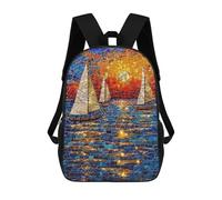sinyumoney Maritime Mosaic Sunset Mochila Escolar Infantil Impresa En 3D 17inch Mochilas Escolares Para Niños, Estilo Casual Y Moderno, Mochilas De Viaje De Alta Capacidad