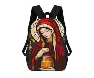 sinyumoney Mary Magdalene Stained Glass Mochila Escolar Mochilas Escolares Para Niñas Y Niños Mochila Con Bolsillo Mochila Escolar De Moda Para Niños 17inch