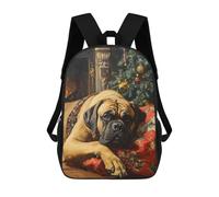 sinyumoney Mastiff Dog by Fireplace with Christmas Tree Mochila Escolar/de Trabajo/para Portátil Para Hombres, Mujeres Y Adolescentes 17inch