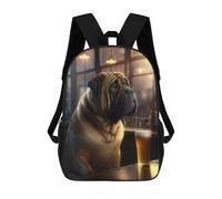 sinyumoney Mastiff Dog Drinking Beer Mochila Con Bolsillo Mochilas Impresas En 3D, Mochilas De Viaje, Mochilas Para Libros, Mochila Escolar Para Niños 17inch