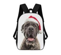 sinyumoney Mastiff Dog with Santa Hat Mochila Escolar Para Niñas Y Niños, Mochilas De Gran Capacidad, Mochilas Ligeras Para Niños Y Estudiantes 17inch