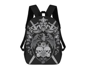 sinyumoney Medieval Raven Skull Crest - Gothic Raven Mochila Escolar, Mochila De Viaje, Mochila Universitaria Para Niños/niñas/adolescentes 17inch