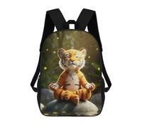 sinyumoney Meditating Tiger Cub Mochilas Infantiles Mochila Escolar Mochila Impresa En 3D Para Niños Mochilas De Viaje Bolsas Para Libros Mochila Escolar Para Niños 17inch
