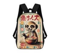 sinyumoney Meerkat Eating Ramen Japanese Style Mochilas Para Niños Mochila Escolar Mochila Escolar Impresa En 3D Para Niños Estudiantes De Primaria Y Secundaria 17inch