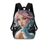 sinyumoney Mermaid In Watercolor Mochila De Peluche Con Dibujos Animados, Mochila 3D Para Niños, Bolsa Escolar, Idea De Regalo De Cumpleaños Para Niños Y Niñas 17inch