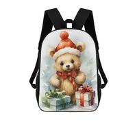 sinyumoney Merry Tiny Bear Xmas Mochila Escolar Impresa En 3D Para Niños, Mochila Escolar Informal De Moda Para Viajes Para Niños Y Estudiantes 17inch