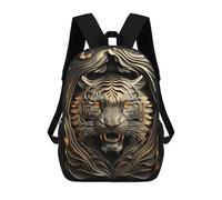sinyumoney Metal Tiger Golden Deco Mochila Escolar Infantil De 17 Pulgadas Con Estampado 3D, Mochila Moderna Para Niños, Mochilas De Viaje, Bolsas Para Libros, Mochila Escolar Infantil