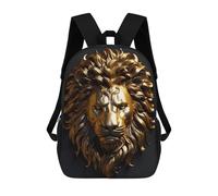 sinyumoney Metallic Golden Lion Head Mochila Escolar Infantil Impresa En 3D Mochila De Viaje De Alta Capacidad Bolsas Para Libros Mochila Infantil 17inch