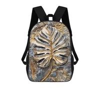 sinyumoney Metallic Monstera Leaf Mochilas Para Niños 17inch Mochila Escolar Mochila Escolar Impresa En 3D Para Niños De Primaria Y Secundaria