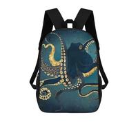 sinyumoney Metallic Octopus IV Mochila Escolar De 17 Pulgadas Para Adolescentes, Con Estampado 3D, Ajustable Y Con Bolsillos, Ideal Para Niños, Niñas Y Estudiantes.