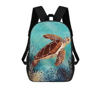sinyumoney Metallic Sea Turtle Mochila Infantil De 17 Pulgadas, Mochila Escolar Con Estampado 3D De Dibujos Animados Para Niños Y Adolescentes.