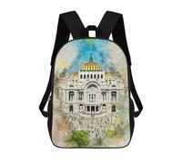 sinyumoney Mexico City Watercolor Mochila Escolar, De Negocios, Resistente, Para Portátil, Para Camping, Aventuras Al Aire Libre Y Viajes Diarios 17inch