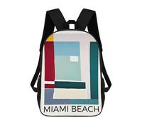 sinyumoney Miami Beach Poster Mochila Escolar, Secundaria, Preparatoria, Universidad, Mochila De Viaje Para El Campus, Viajes Al Aire Libre, Deportes 17inch