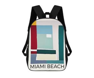 sinyumoney Miami Beach Poster Mochila Escolar, Secundaria, Preparatoria, Universidad, Mochila De Viaje Para El Campus, Viajes Al Aire Libre, Deportes 17inch