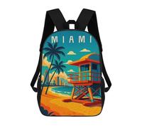 sinyumoney Miami Travel Poster - Beach, Palm Trees & Ocean Breeze Mochila Escolar Resistente Al Agua, Mochila De Viaje, Bolsa Para Computadora Para Hombres, Mujeres Y Adolescentes 17inch